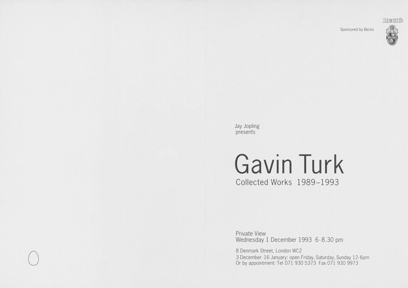 Gavin Turk, Collected Works 1989-1993