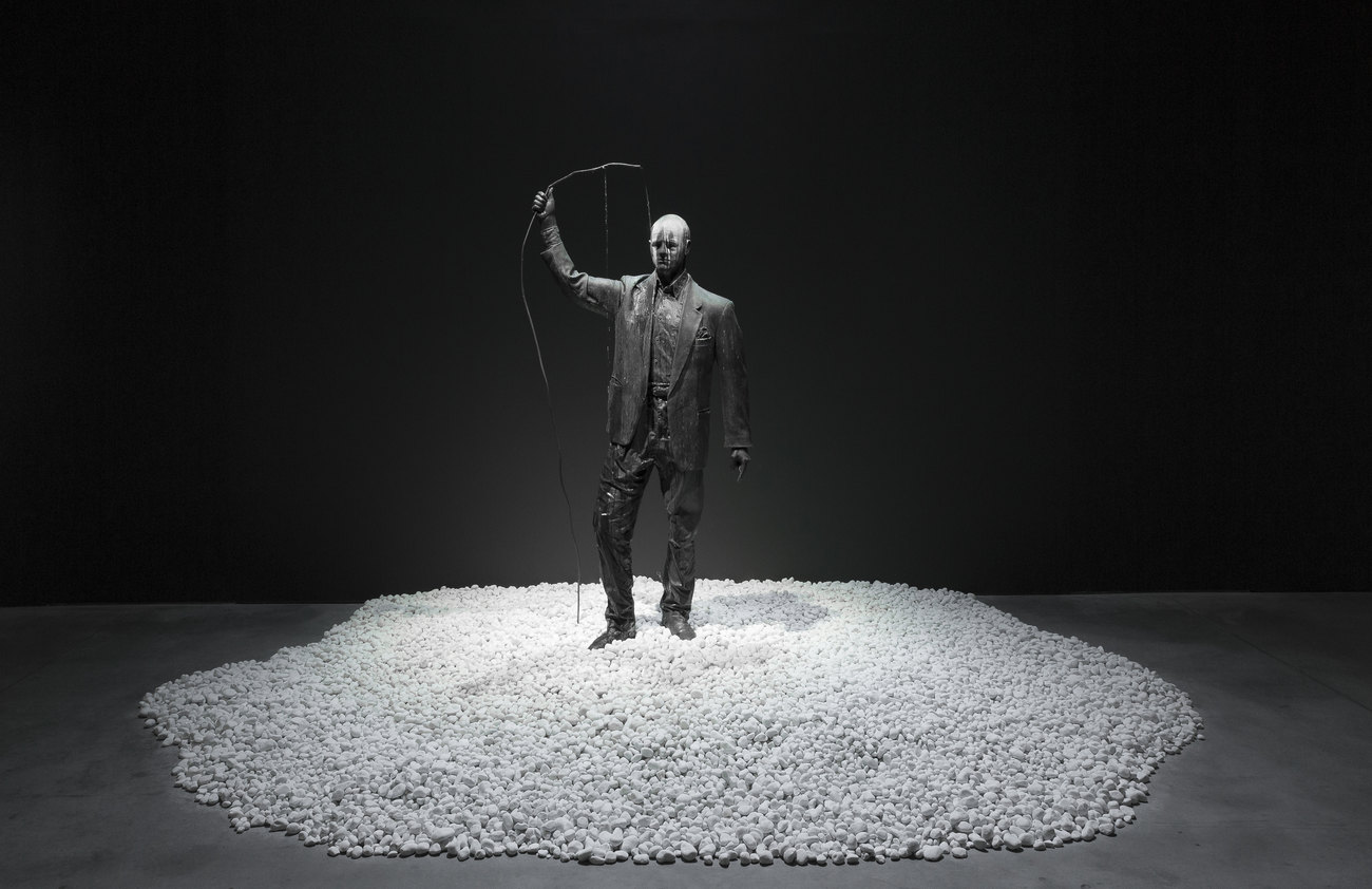A self portrait of Gavin Turk as a Bronze statue