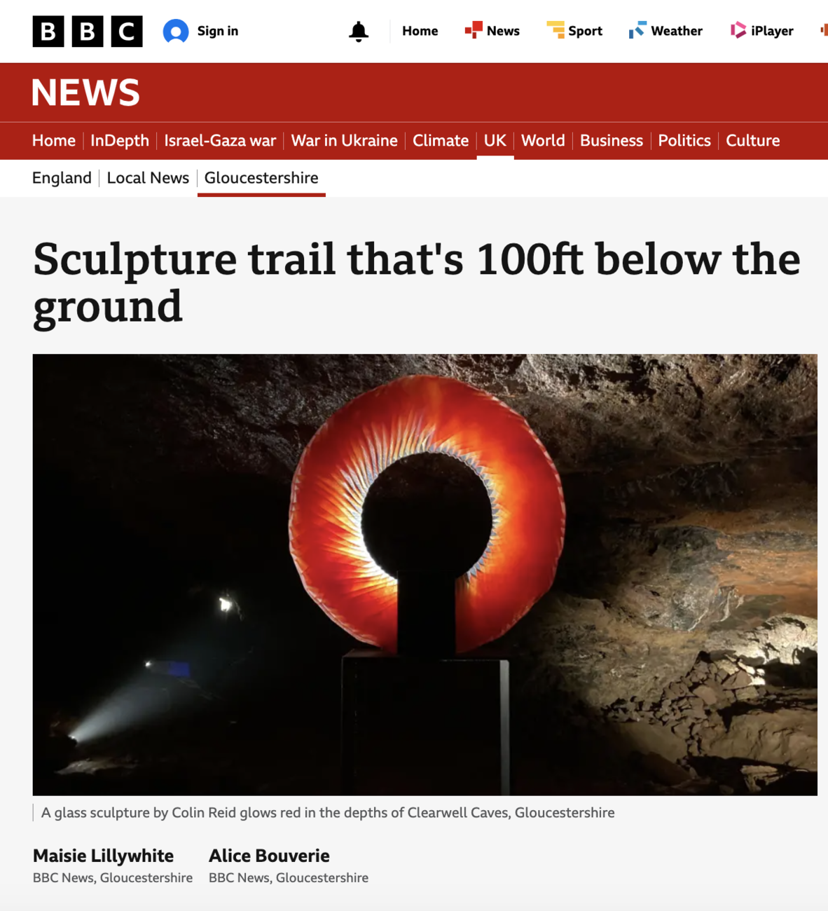 Photo of screenshot of article on BBC