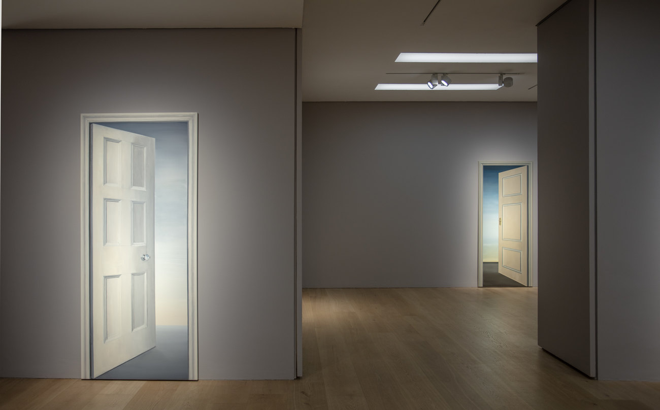 Photo of an exhibition by Gavin Turk paintings of doorways 