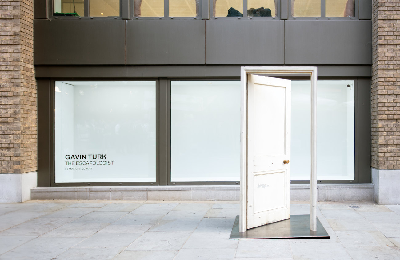 Photo of a bronze doorway artwork by artist Gavin Turk 
