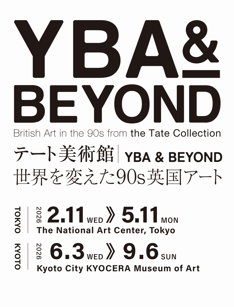 image shows invite for exhibition, YBA & BEYOND - Kyoto City KYOCERA Museum of Art